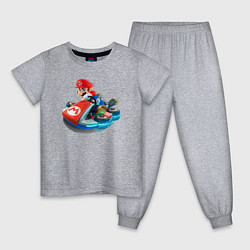 Пижама хлопковая детская Марио на машине, цвет: меланж