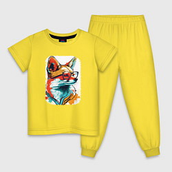 Пижама хлопковая детская Wise Fox, цвет: желтый