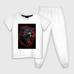 Пижама хлопковая детская Агрессивный красный волк, цвет: белый