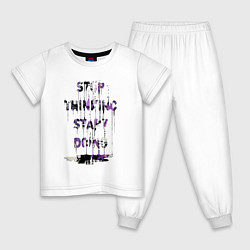 Пижама хлопковая детская Stpp thinking start diong, цвет: белый