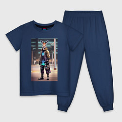 Пижама хлопковая детская Кенга на своём районе - Бронкс - Нью-Йорк, цвет: тёмно-синий
