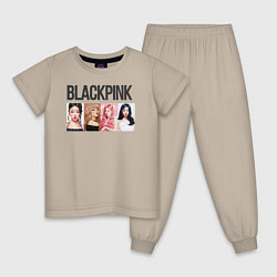 Пижама хлопковая детская Корейская поп-группа Blackpink, анимационный стиль, цвет: миндальный