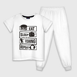 Детская пижама Eat sleep fishing repeat