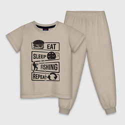 Детская пижама Eat sleep fishing repeat