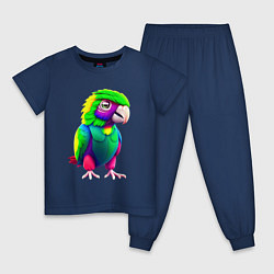 Пижама хлопковая детская Мультяшный попугай, цвет: тёмно-синий