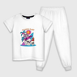 Пижама хлопковая детская Skeleton summer party, цвет: белый