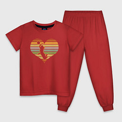 Пижама хлопковая детская Love girl volleyball, цвет: красный