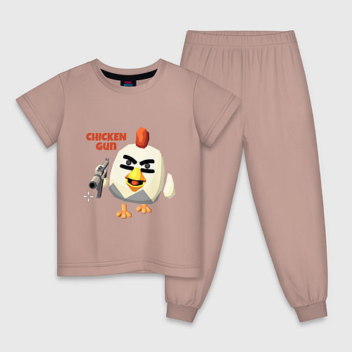 Детская пижама Chicken Gun злой / Пыльно-розовый – фото 1