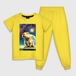 Пижама хлопковая детская Capybara brave astronaut - neural network, цвет: желтый