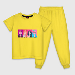 Пижама хлопковая детская Портреты Black pink, цвет: желтый