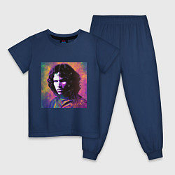 Пижама хлопковая детская Jim Morrison few color digital Art, цвет: тёмно-синий