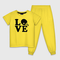 Пижама хлопковая детская Люблю пинг-понг, цвет: желтый