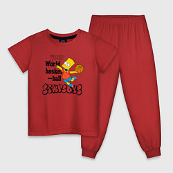 Пижама хлопковая детская Баскетболист Барт, цвет: красный