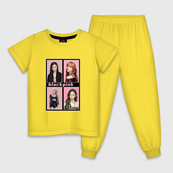 Пижама хлопковая детская Blackpink K-pop группа в аниме стиле, цвет: желтый