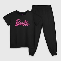 Пижама хлопковая детская Блестящий логотип Барби, цвет: черный
