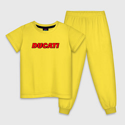 Пижама хлопковая детская Ducati - красный градиент, цвет: желтый