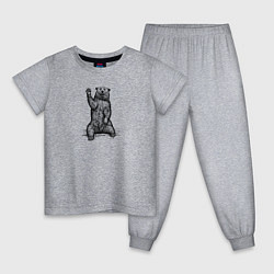 Пижама хлопковая детская Медведь машет, цвет: меланж
