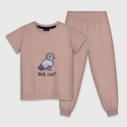 Пижама хлопковая детская The confused pigeon, цвет: пыльно-розовый
