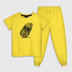 Пижама хлопковая детская Сова-хипстер, цвет: желтый