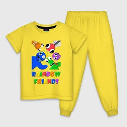 Пижама хлопковая детская Rainbow Friends персонажи, цвет: желтый