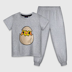 Пижама хлопковая детская Птенец вылупившийся из яйца, цвет: меланж