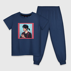 Пижама хлопковая детская Hyunjin - Стрей Кидс, цвет: тёмно-синий