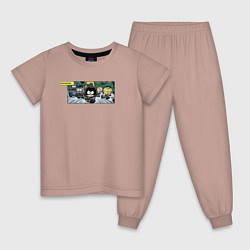 Пижама хлопковая детская Комикс Южный парк арт, цвет: пыльно-розовый