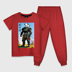Пижама хлопковая детская Панда - бусидо - кодекс самурая, цвет: красный