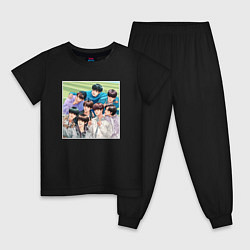 Пижама хлопковая детская Stray Kids вместе, цвет: черный