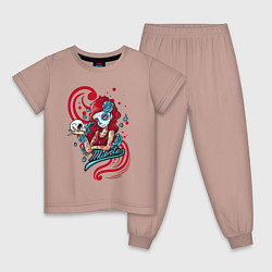Пижама хлопковая детская Женщина с татуировками, цвет: пыльно-розовый