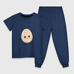 Пижама хлопковая детская Яйцо смайл, цвет: тёмно-синий
