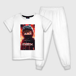 Пижама хлопковая детская Roblox fire, цвет: белый