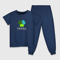 Пижама хлопковая детская Tricell Inc, цвет: тёмно-синий