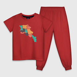 Пижама хлопковая детская Области Армении, цвет: красный