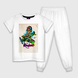 Пижама хлопковая детская Kamikaze, цвет: белый