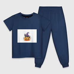 Пижама хлопковая детская ХэллоуиН для праздника, цвет: тёмно-синий