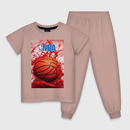 Детская пижама Баскетбольный мяч nba / Пыльно-розовый – фото 1