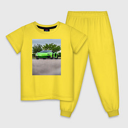 Пижама хлопковая детская Спорткар на трассе, цвет: желтый