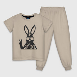 Пижама хлопковая детская Stay cool rabbit, цвет: миндальный