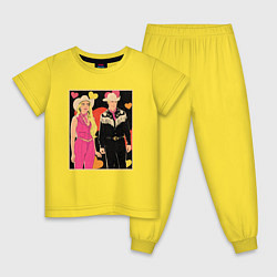 Пижама хлопковая детская Ковбои Барби и Кен, цвет: желтый