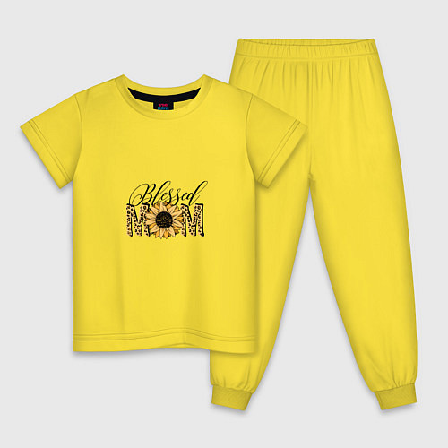 Детская пижама Blessed mom, подсолнух с леопардовым принтом / Желтый – фото 1