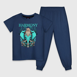 Пижама хлопковая детская Слон и гармония, цвет: тёмно-синий