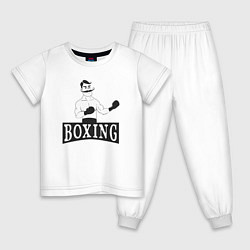 Пижама хлопковая детская Boxing man, цвет: белый