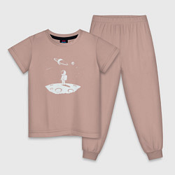 Пижама хлопковая детская Космический мечтатель, цвет: пыльно-розовый