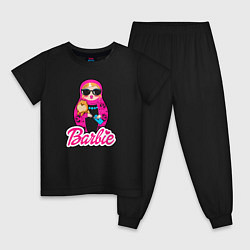 Пижама хлопковая детская Девочка Барби, цвет: черный