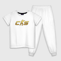 Пижама хлопковая детская CS 2 gold logo, цвет: белый