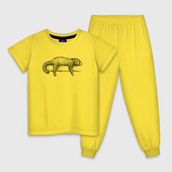 Пижама хлопковая детская Красная панда лежит, цвет: желтый