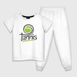 Пижама хлопковая детская Tennis ball, цвет: белый