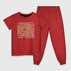 Пижама хлопковая детская Лабиринт- головоломка цель, цвет: красный