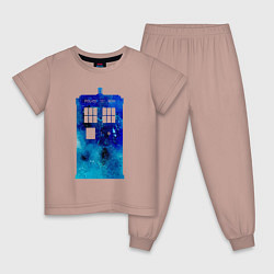 Пижама хлопковая детская Space tardis, цвет: пыльно-розовый